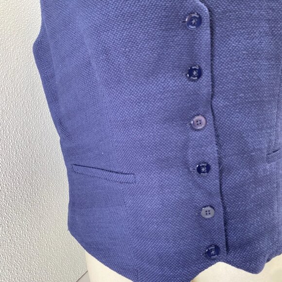 STAUD Brett Textured Cotton Twill Vest • Size L • Navy Blue - Picture 9 of 11